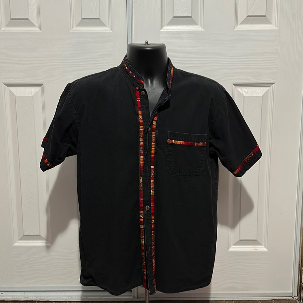 Tribal Cotton Button-down Shirt, Small